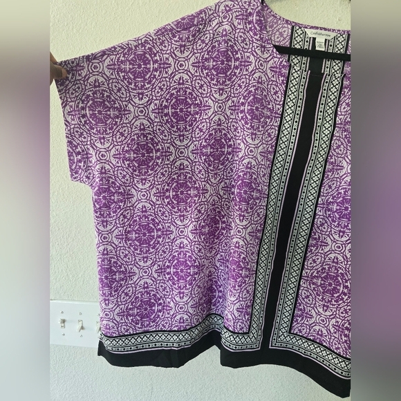 Croft & Barrow Blouse Women 2X Mixed Media Print Flowy Art Hippie  Bohomein - Picture 3 of 11